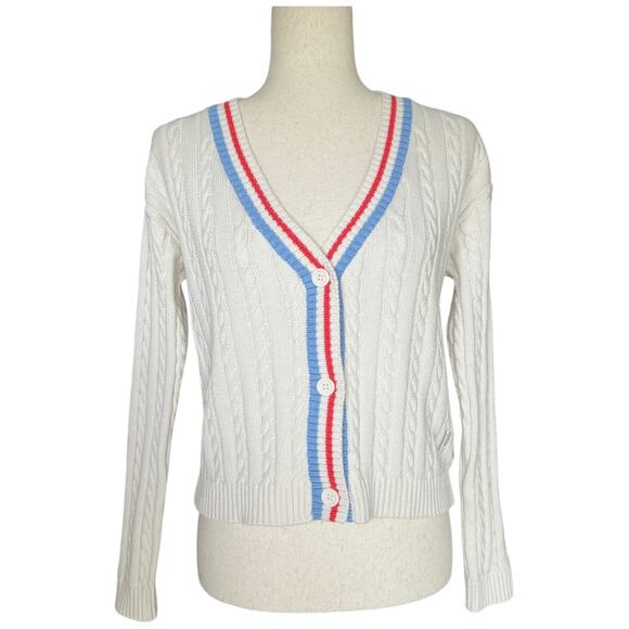 Prince Womens Pickleball Cardigan Sweater Preppy Country Club Cable Knit XS - Picture 2 of 9